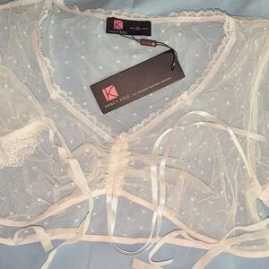 Kancy Kole Lace Poka Dot Top Blouse